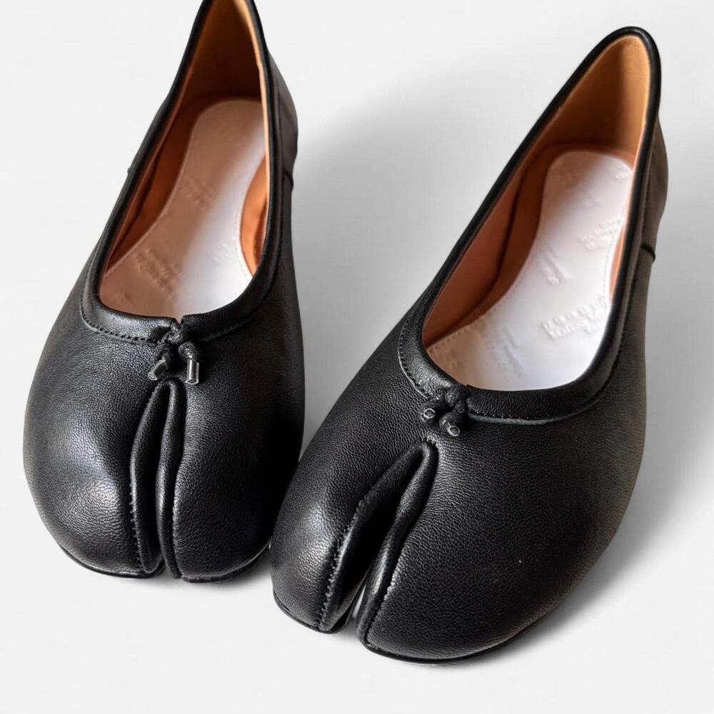Black Leather Women's Flats